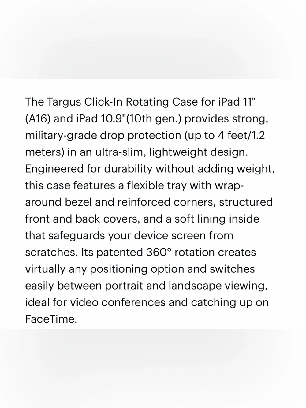 Targus iPad Case. iPad 11” A16 and 10.9”. Black. Brand new unopened